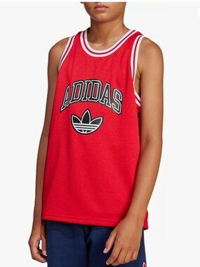 adidas Boys' Sleeveless Originals Basketball Mesh Tank Top Red